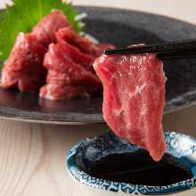 Premium lean horse meat sashimi