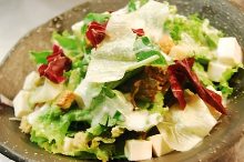 Caesar salad with tofu and avocado