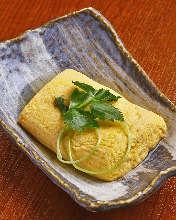 Japanese-style rolled omelet using locally raised chicken egg