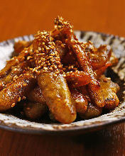 Fried sweet and salty burdock with sesame seeds