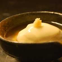 Scooped tofu with arrowroot ankake sauce