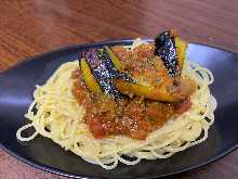 Bolognese with red miso eggplant sauce