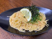 Pasta with mentaiko (marinated cod roe) cream sauce