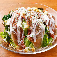 Caesar salad with prosciutte and Yamatomana