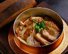 Pork kamameshi (pot rice)