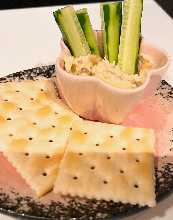 Cream cheese and narazuke (vegetables pickled in sake lees)