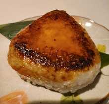 Grilled miso rice ball