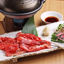 Yamato beef shabu-shabu grilled on a teppanyaki grill
