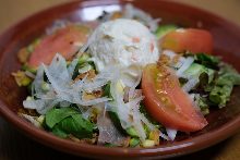 Raw ham and avocado salad