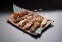 Assorted grilled chicken skewers