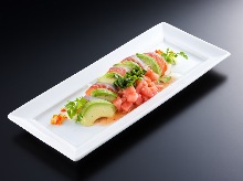 Salmon and avocado Carpaccio