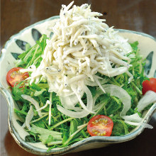Boiled whitebait and mizuna salad