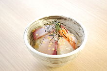 Kaisen chazuke (seafood and rice with tea)