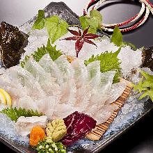 Live olive flounder sashimi