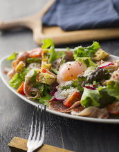 Caesar salad with slow-poached egg