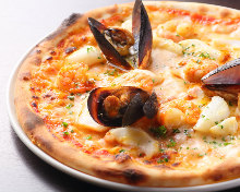 Seafood pizza