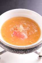 Shark fin soup with Shanghai crab eggs