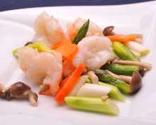 Stir-fried Prawns and Seasonal Vegetables