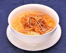 Soup Soba with Shredded Char Siu and Scallions