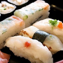 Assorted pufferfish nigiri sushi