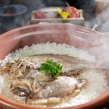 Minced sea bream and rice