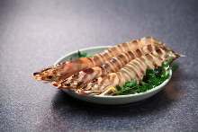 Salted and grilled Japanese tiger prawn