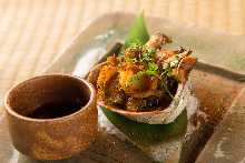 Grilled Abalone and Mushrooms with Burnt Butter Soy Sauce