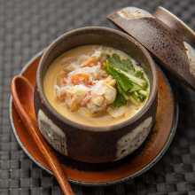 Seasonal chawanmushi (steamed egg custard) Seasonal chawanmushi (steamed egg custard)