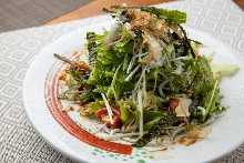 Autumn Whitebait, Mizuna and Korean Seaweed Salad