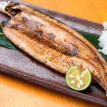 Salted and grilled Atka mackerel