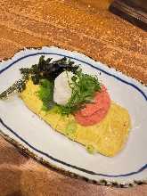 WhPollock Roe and Japanese Rolled Omeletteitebait and Japanese Rolled Omelette