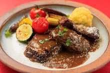 Braised Beef Tongue and Cheek in Red Wine