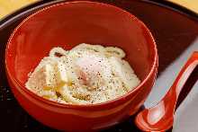 Udon soup with raw egg