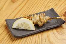 Chicken skin skewer