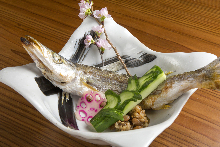 Salted and grilled fish