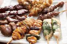 Assorted grilled chicken skewers, 5 kinds