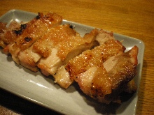 Salted and grilled locally raised chicken