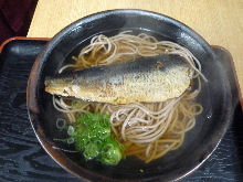Buckwheat noodles with cooked herring