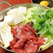 Horse meat hot pot (sukiyaki )