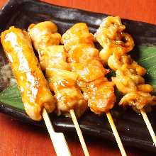 Assorted grilled chicken skewers