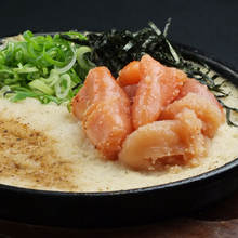 Deep-fried Japanese yam and salted cod roe in broth