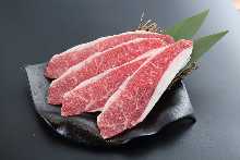 Sliced large domestic beef karubi