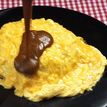 Rice omelet with demi-glace sauce