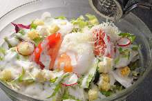 Caesar salad with slow-poached egg