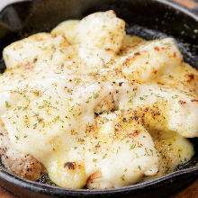 Grilled chicken tenderloin with cheese