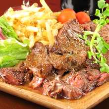 Chunky kalbi and harami pepper grill assortment