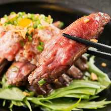 Seared negitoro and harami steak