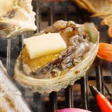 Grilled abalone with butter