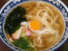 Udon with raw egg