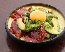 Tuna and avocado with wasabi soy sauce